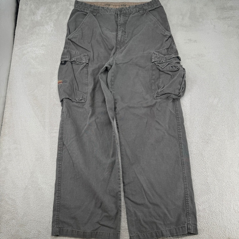 Y2K OTB Cargo Pants Mens 36x22 Gray Straight Leg Utility Outdoor Baggy Skater